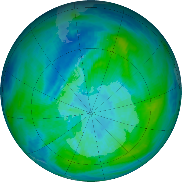 Antarctic ozone map for 28 March 1992